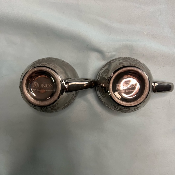 Two espresso cup and saucer sets. Bonox porcelain. Brown with etching. - Picture 6 of 11